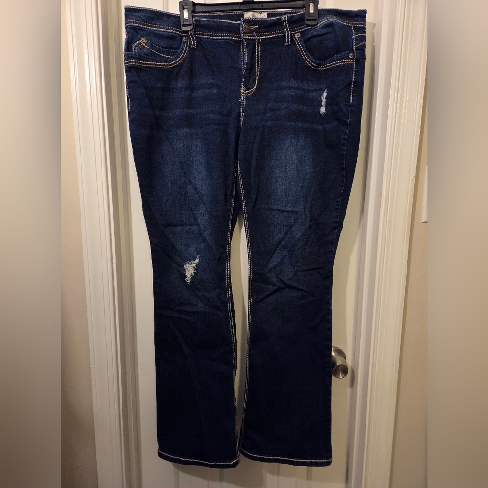 Royalty For Me: Dark Blue Boot Cut Jeans.  Size 20W